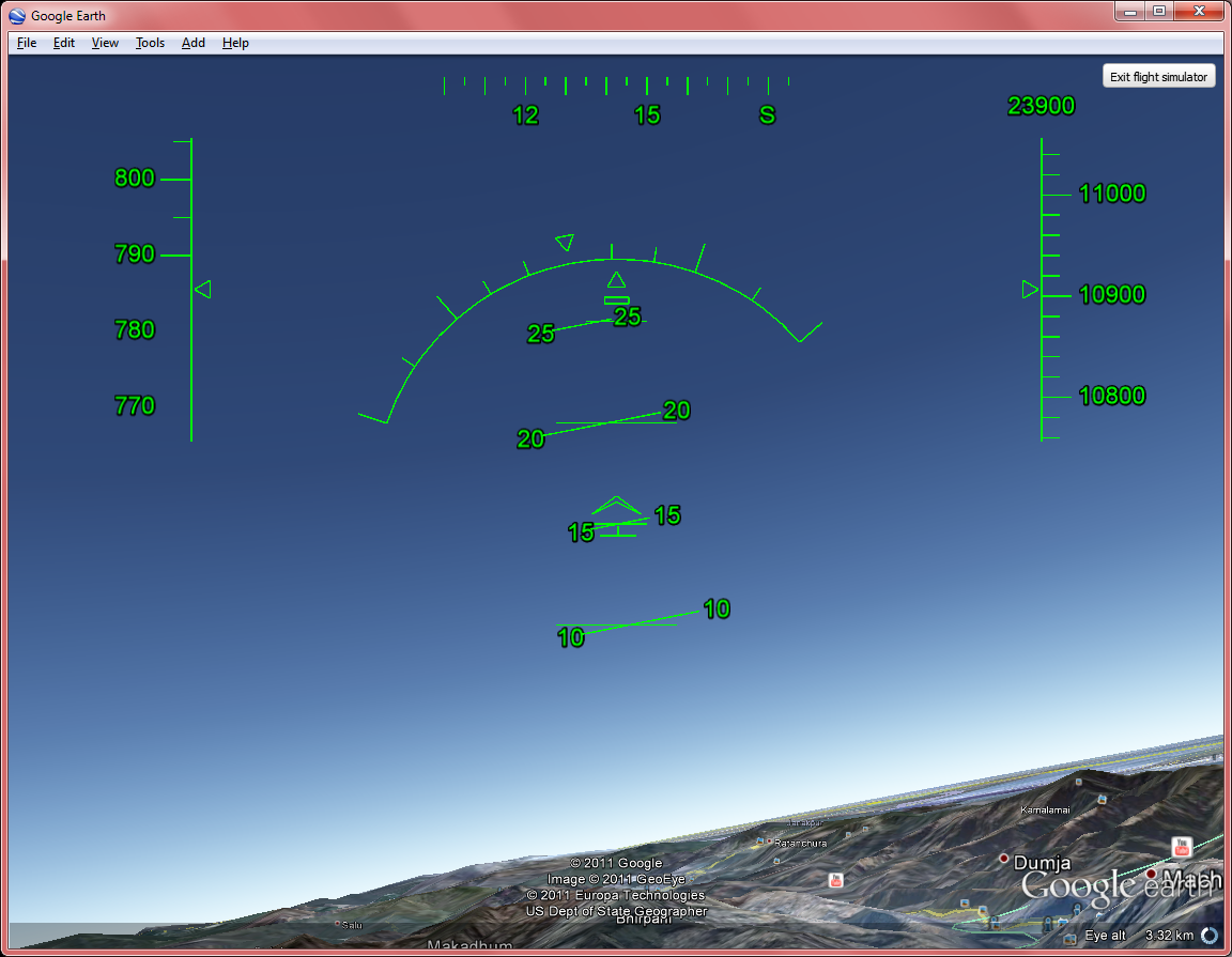 google earth flight simulator hud