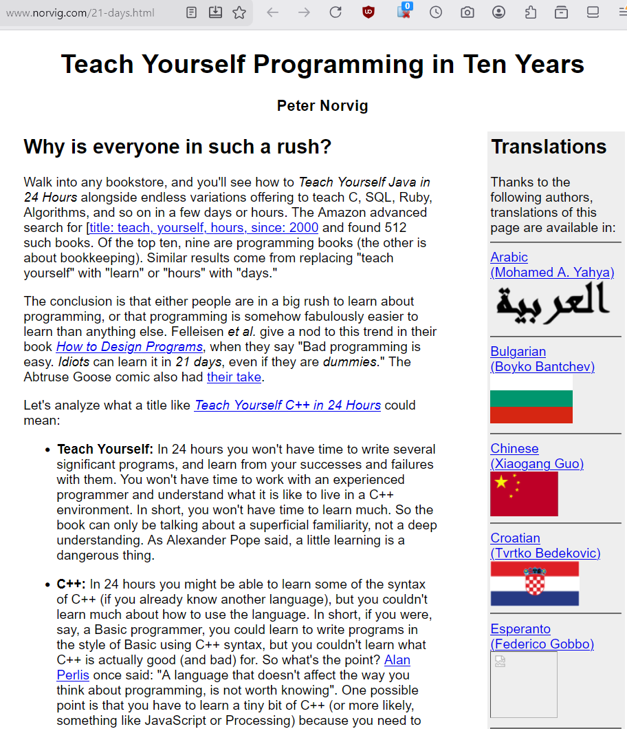 Peter Norvig lisp 10 years 2026-07-12 19a2a ll
