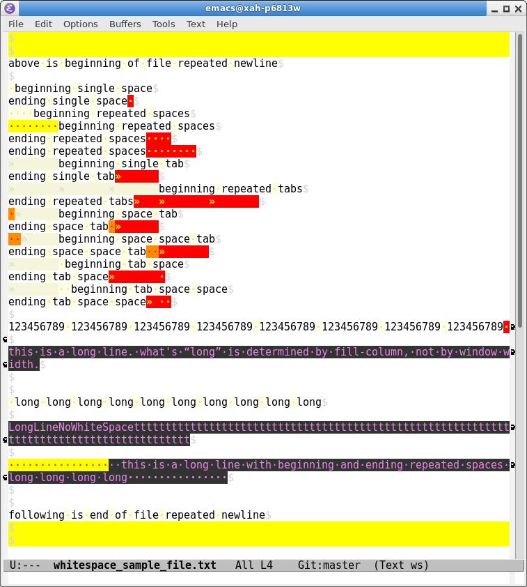 emacs whitespace mode 2017 02 14