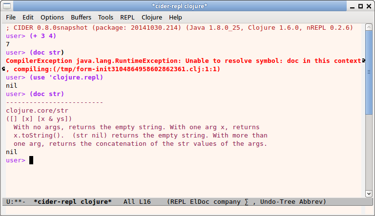 emacs Clojure CIDER nrepl