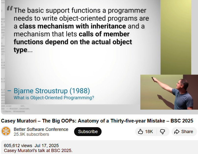 Casey Muratori Big OOP Mistake 2025