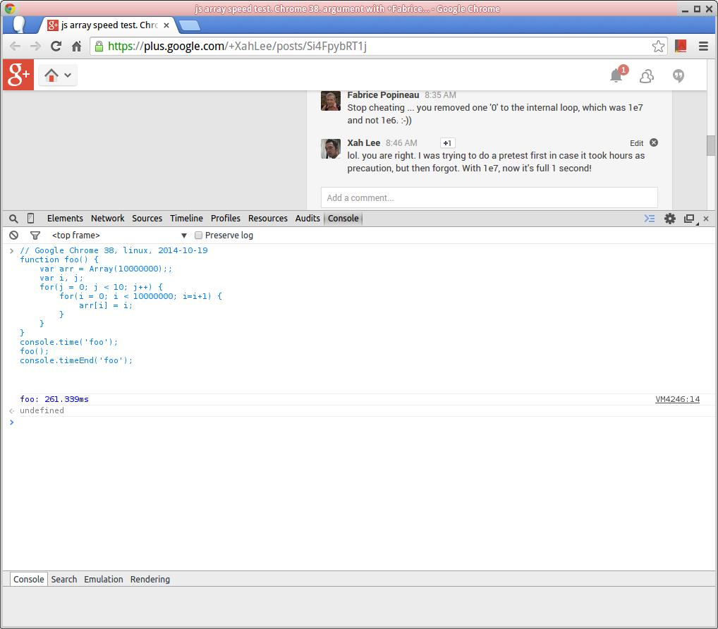 JavaScript array speed test 2014-10-19