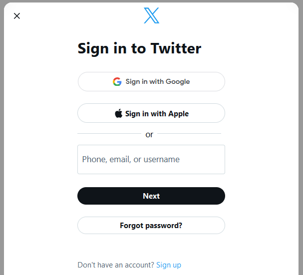 Twitter X sign in 2023-07-24 8j6C