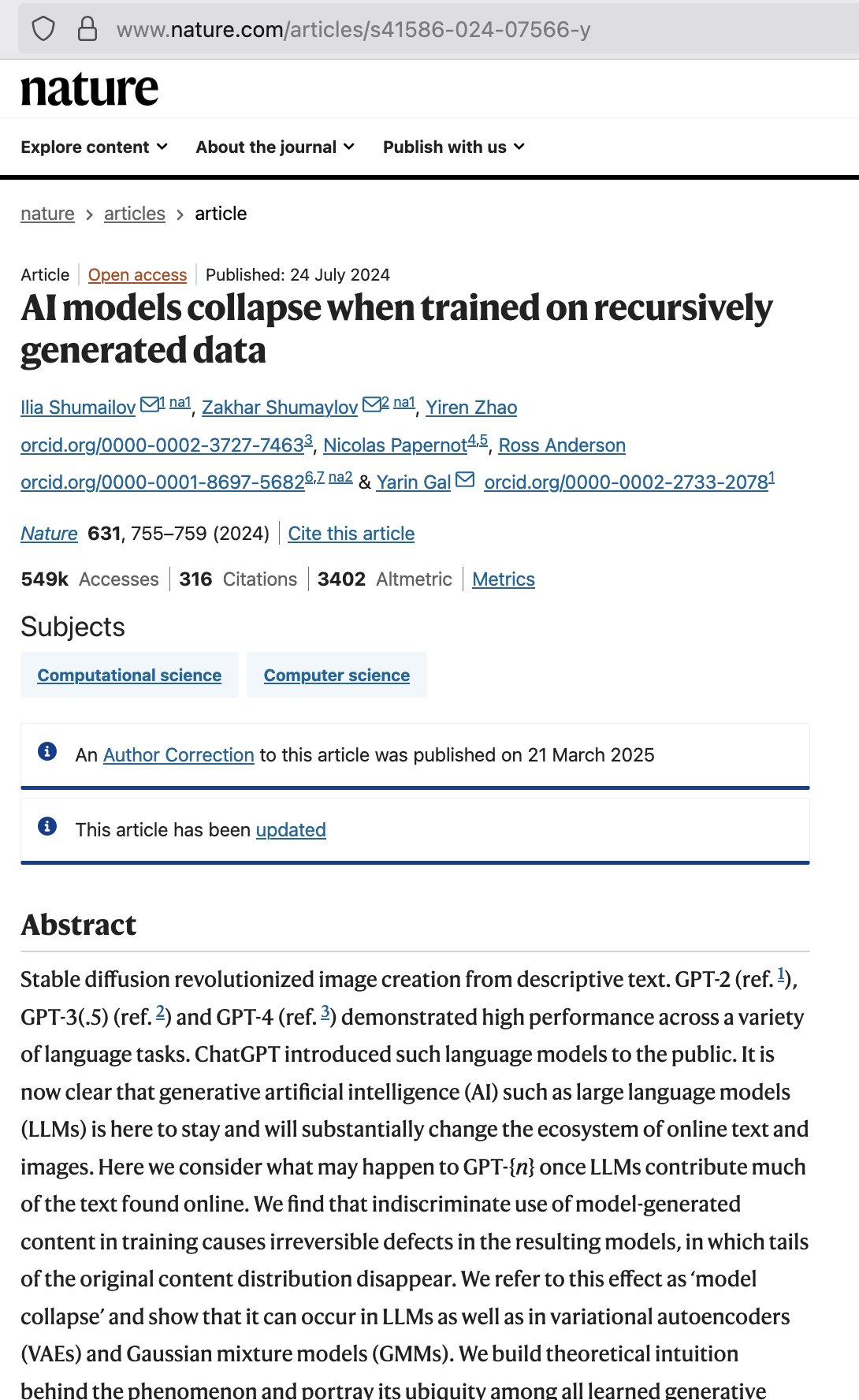 ai feedback loop problem 2024 PbCrd