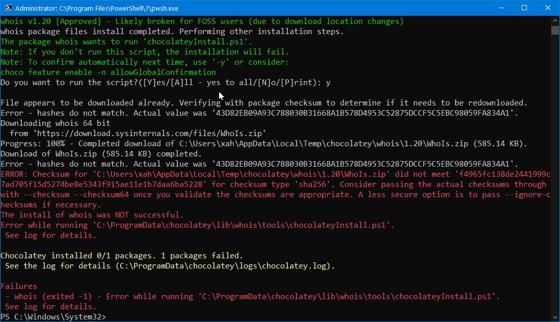 choco whois install fail 2021-02-21