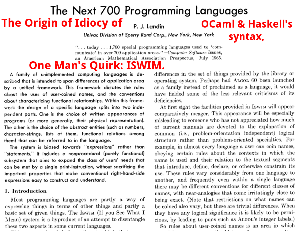 ocaml haskell ISWIM