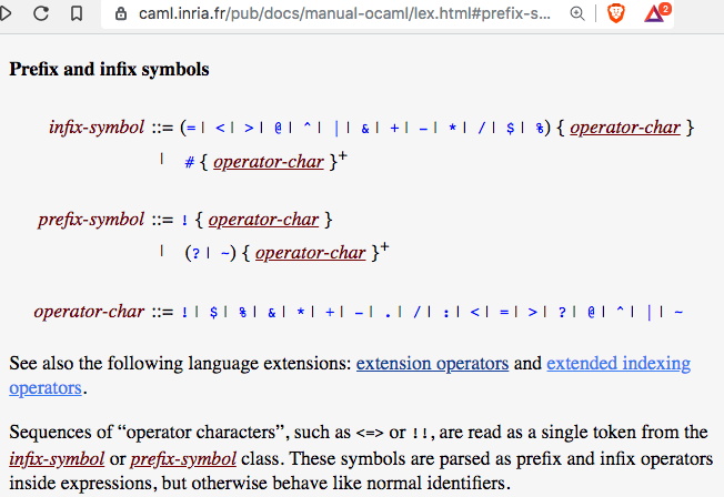 ocaml operator allowed chars 2019-06-21 8wy5n