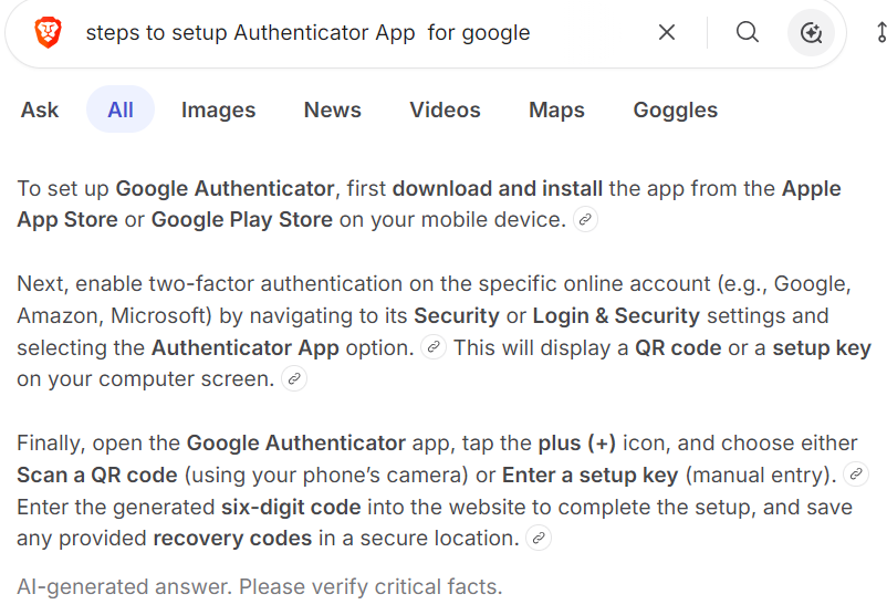 setup Authenticator App for google 2026-07-12 274ee ll