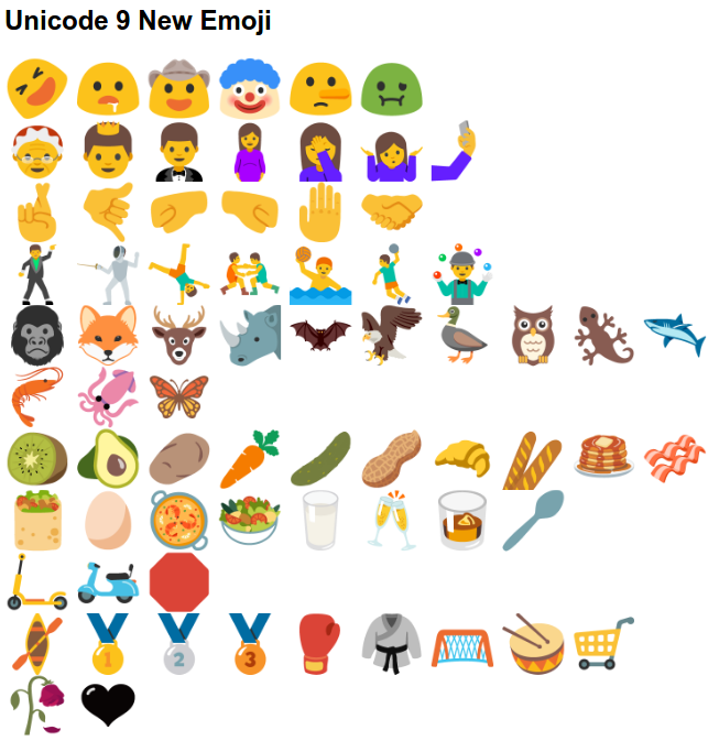 unicode 9 emoji