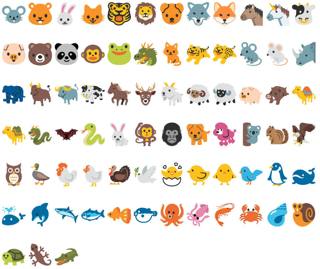 unicode animals Noto Color Emoji 2017 03 02