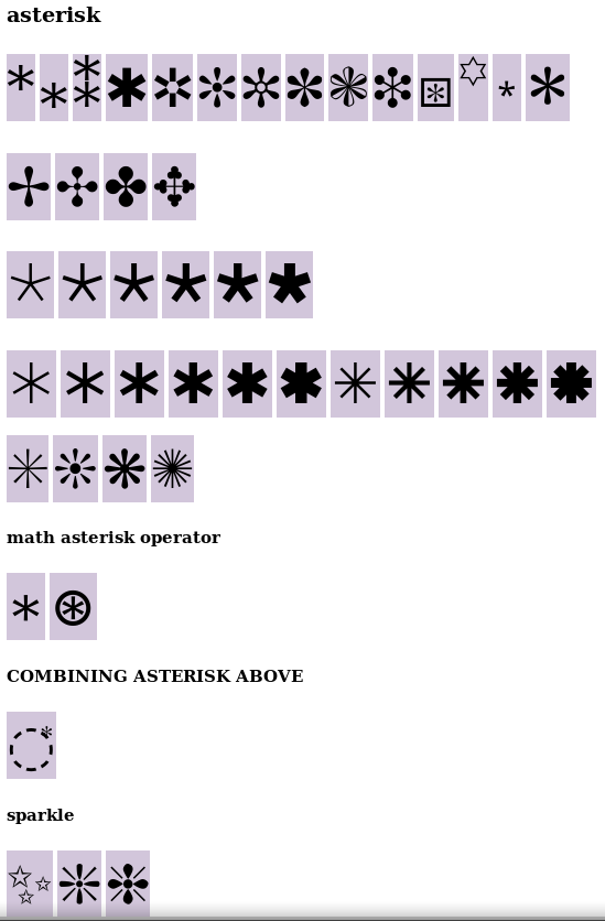 unicode asterisks 49615