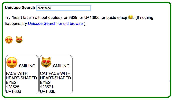 unicode search heart face e6db6