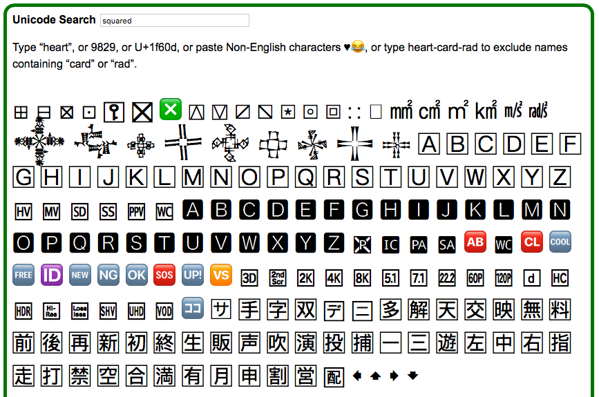 unicode squared chars 2018 6P8Zt