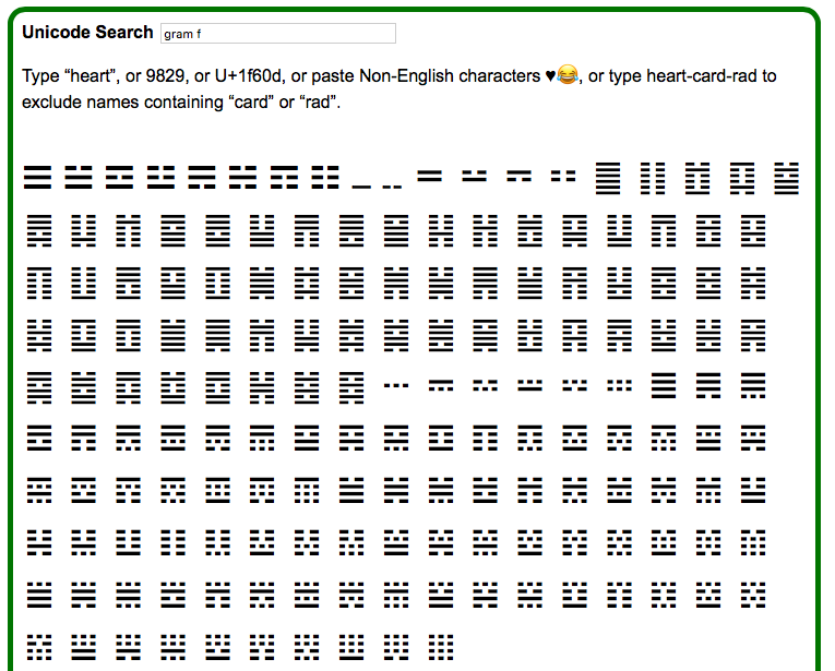 unicode trigram hexagram 98443