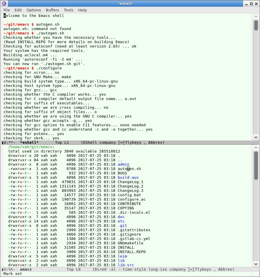 building emacs eshell 2017 07 25