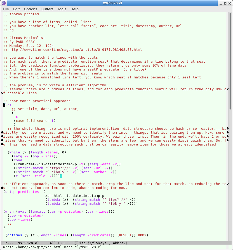 elisp problem lines and seats 2016-11-02
