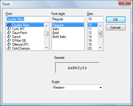 emacs23 font selection dialog