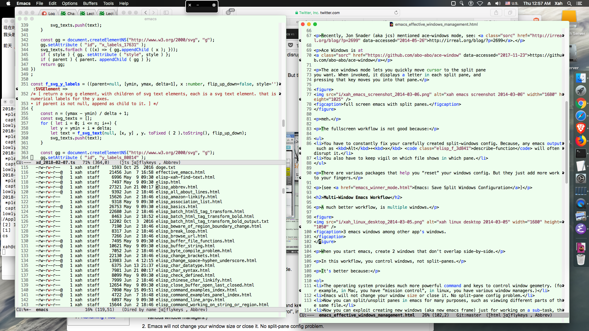 emacs 2 windows workflow 2018-06-21 j7bjh