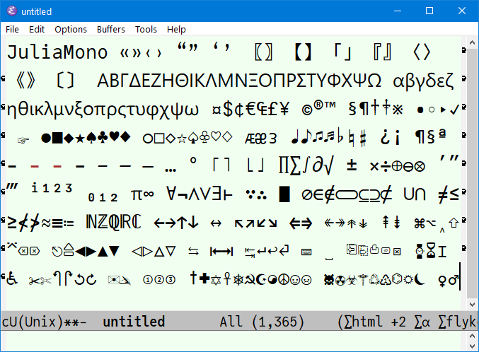 emacs JuliaMono 2021-08-31