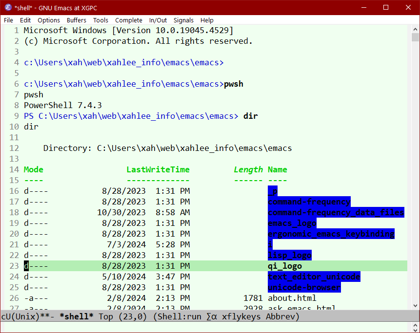 emacs cmdexe pwsh 2024-07-03