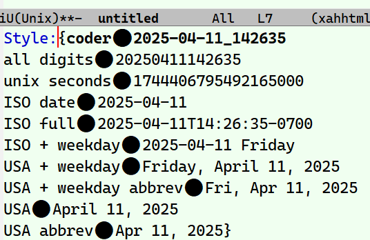 emacs date time 2025-04-11 22d36