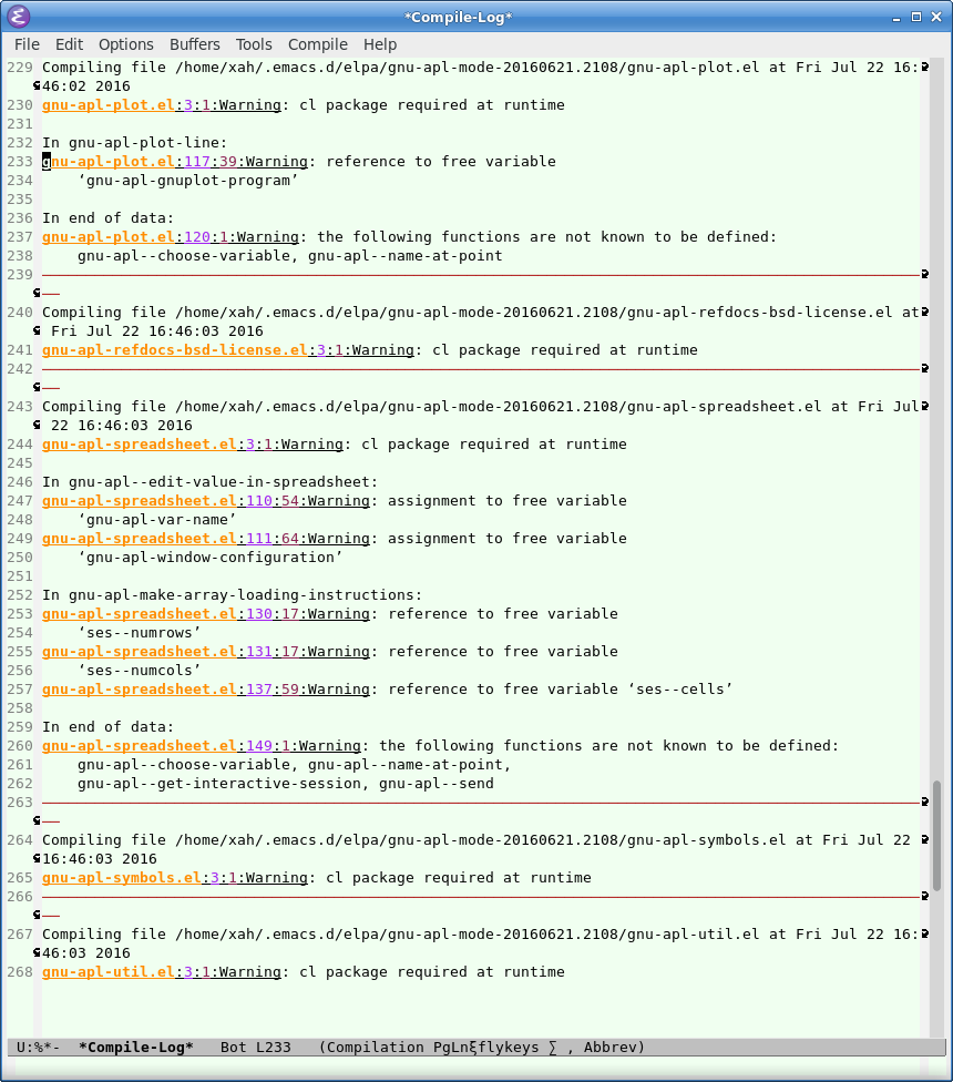 emacs gnu apl mode xmas tree 2016-07-22
