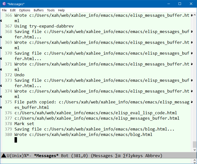 emacs messages buffer 2022 VKj9k