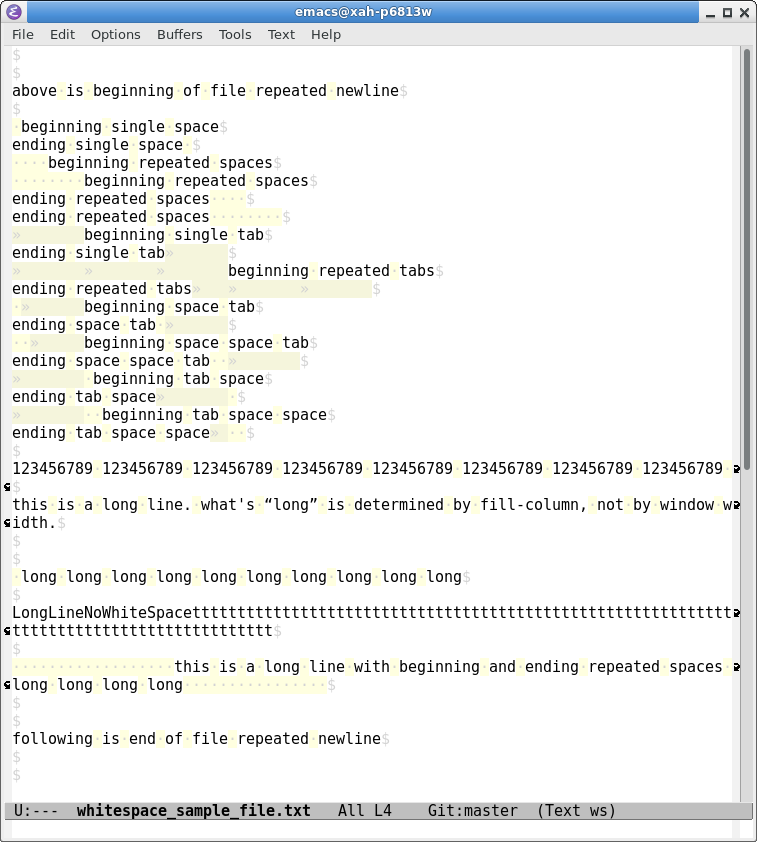 emacs whitespace mode clean 2017 02 14