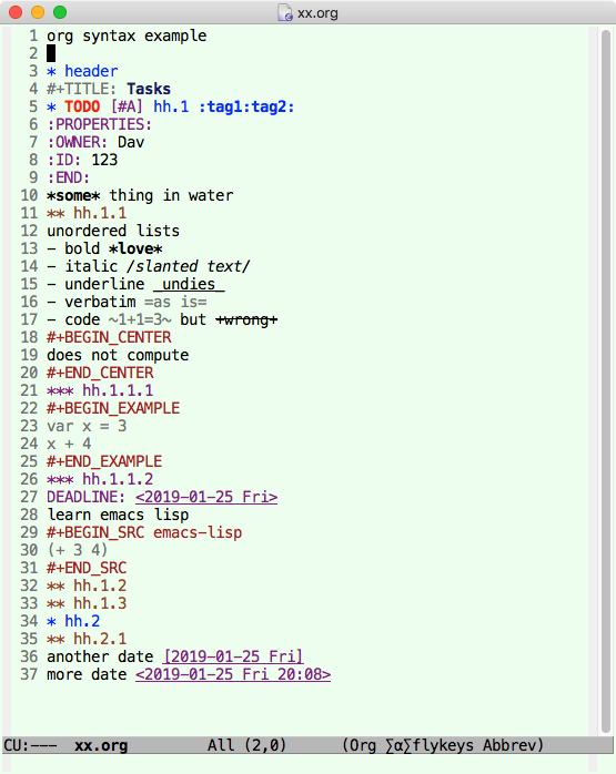 org mode sample 2019-01-25 dr5xg