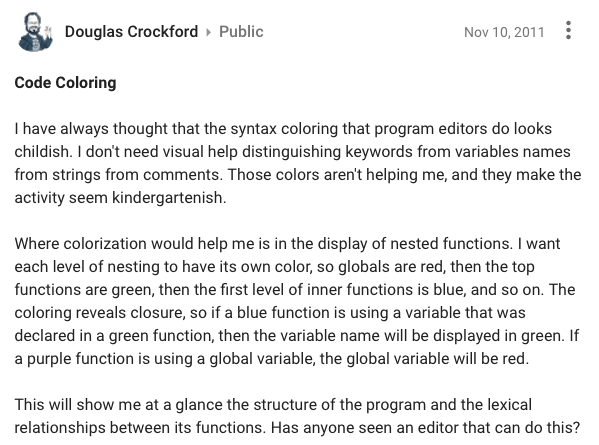 Douglas Crockford syntax coloring nested 2011-11 5bbc3