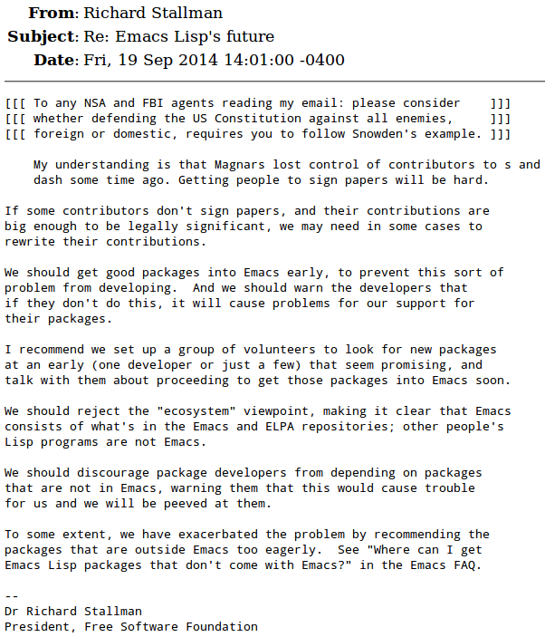 Richard Stallman get packages in emacs early 2014-09-19