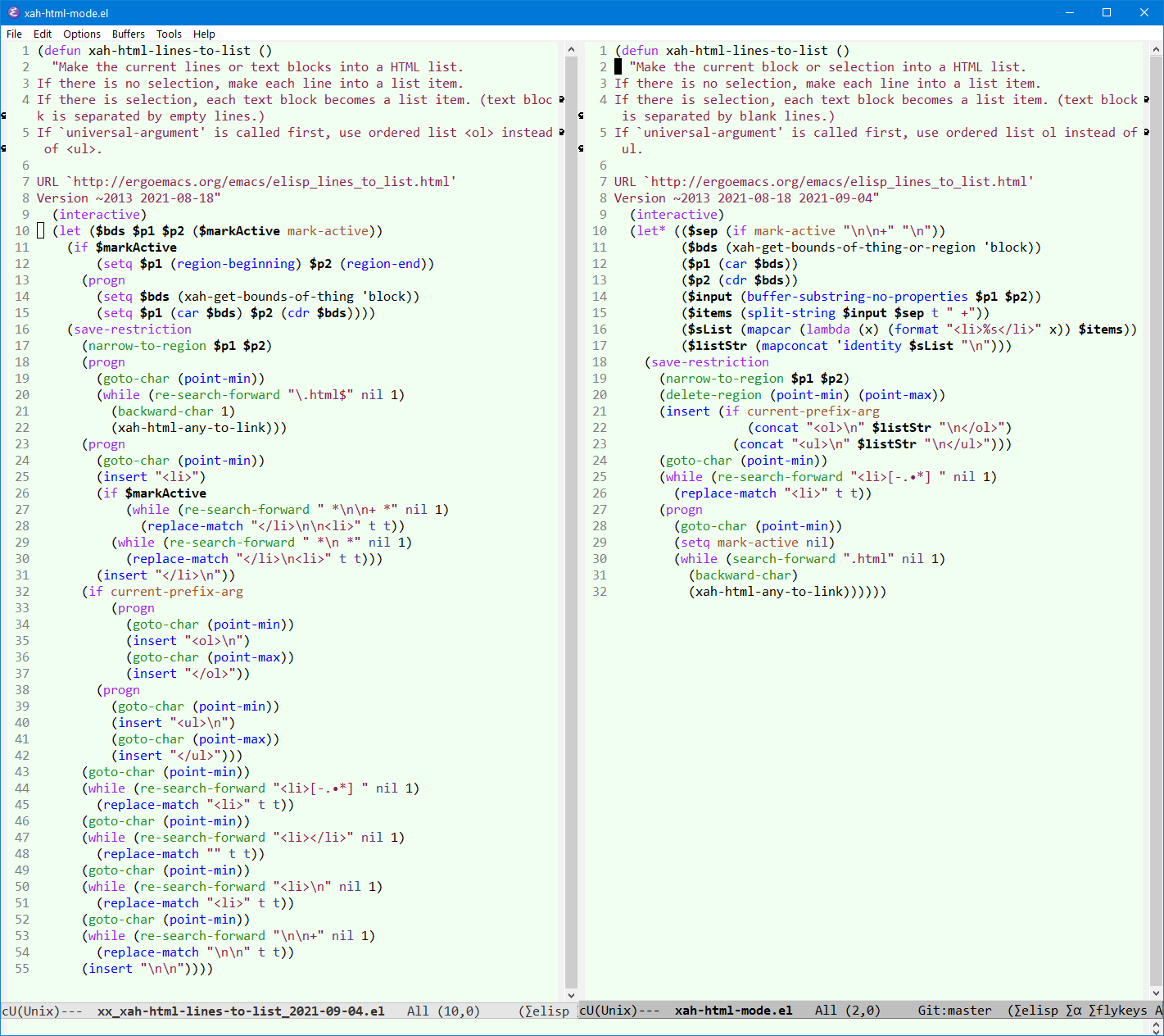 elisp change algorithm 2021-09-04