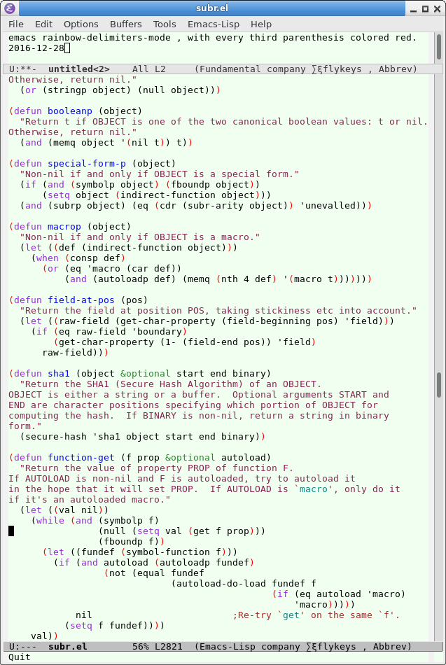 emacs rainbow delimiters mode 2016 12 28