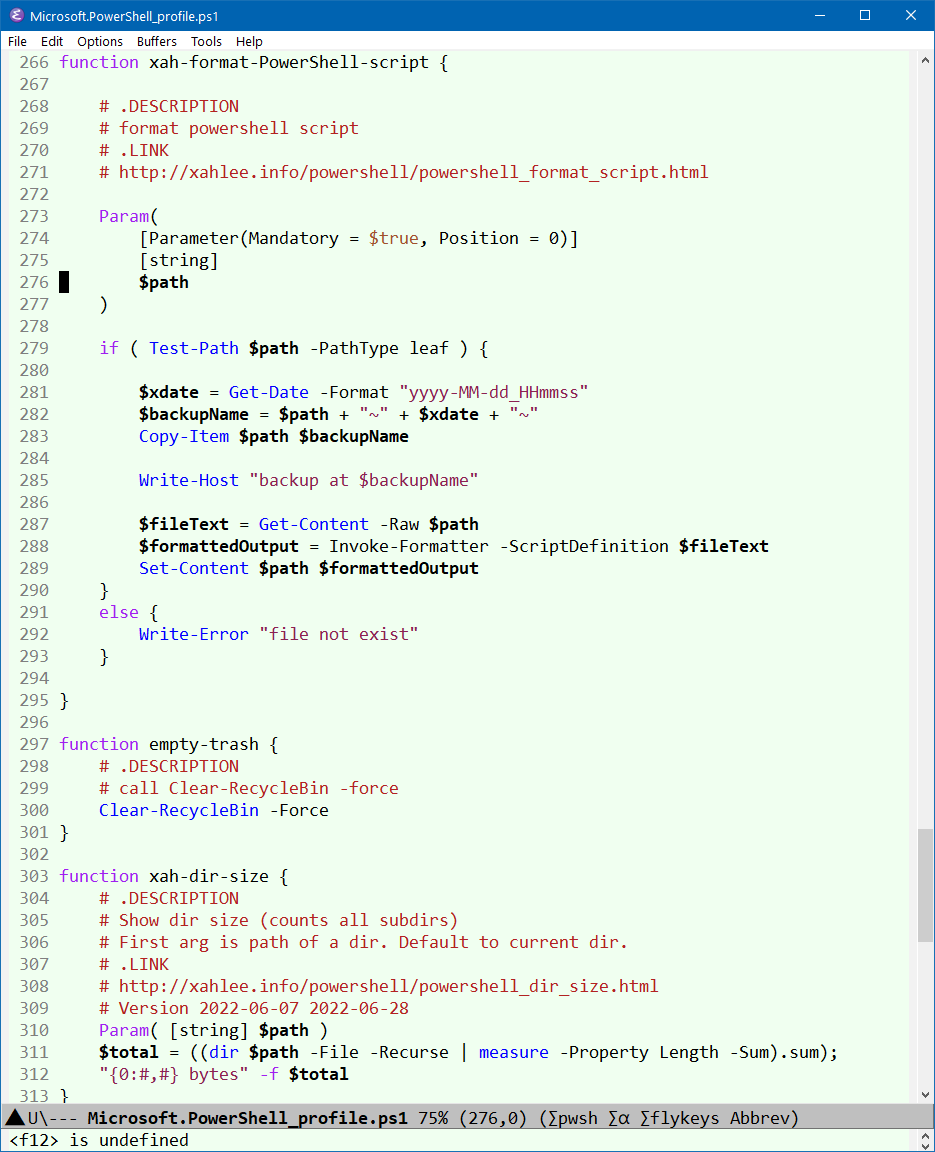 emacs xah PowerShell mode 2022-08-28