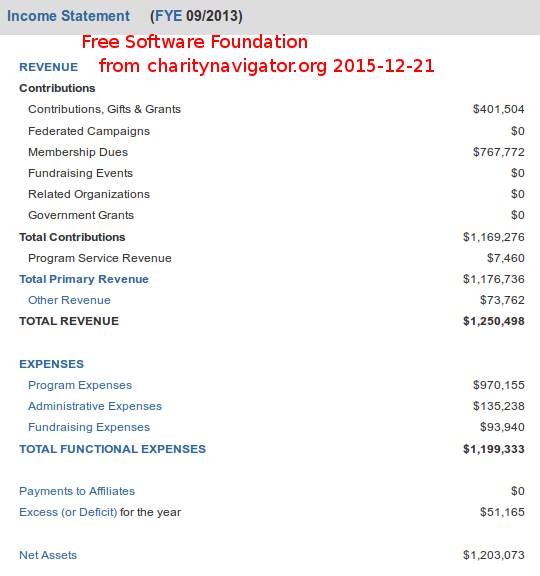 fsf income 2013