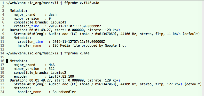 f140.m4a vs m4a diff 2020-01-03 78kkt