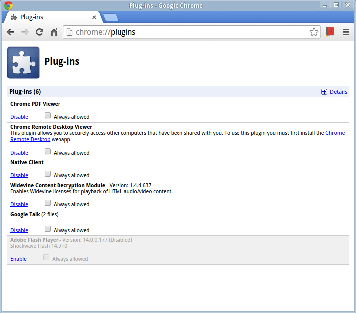 Google chrome plugin disable adobe flash player 2014-09-11