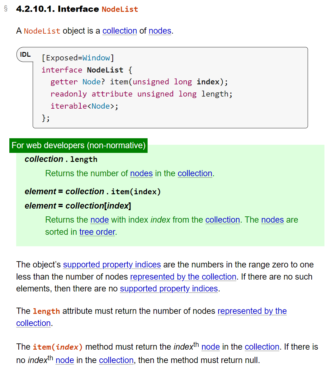 html spec NodeList 2022-08-21