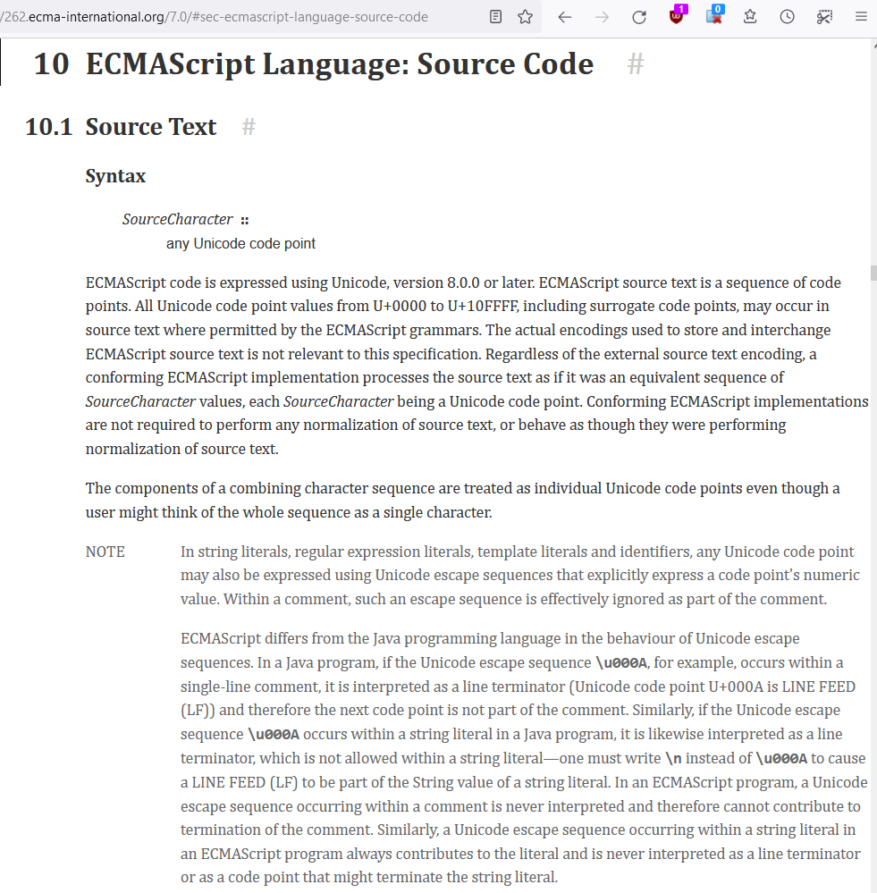 js spec 2016 encoding RGcsC