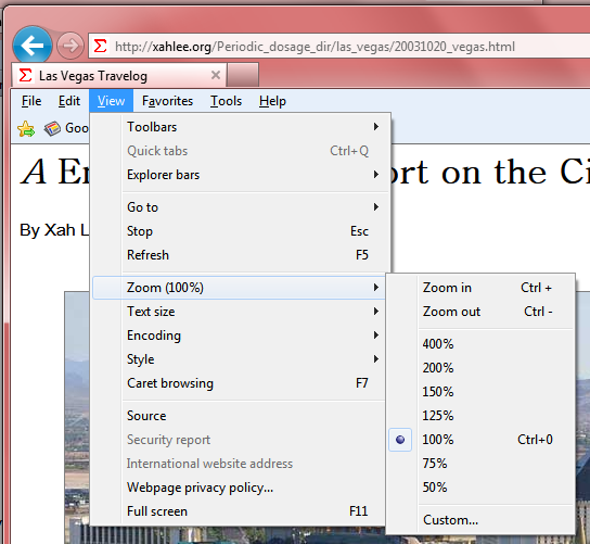 IE9 menu key notation