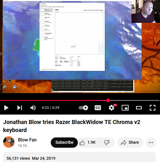 Jonathan Blow razer keyboard d59VR