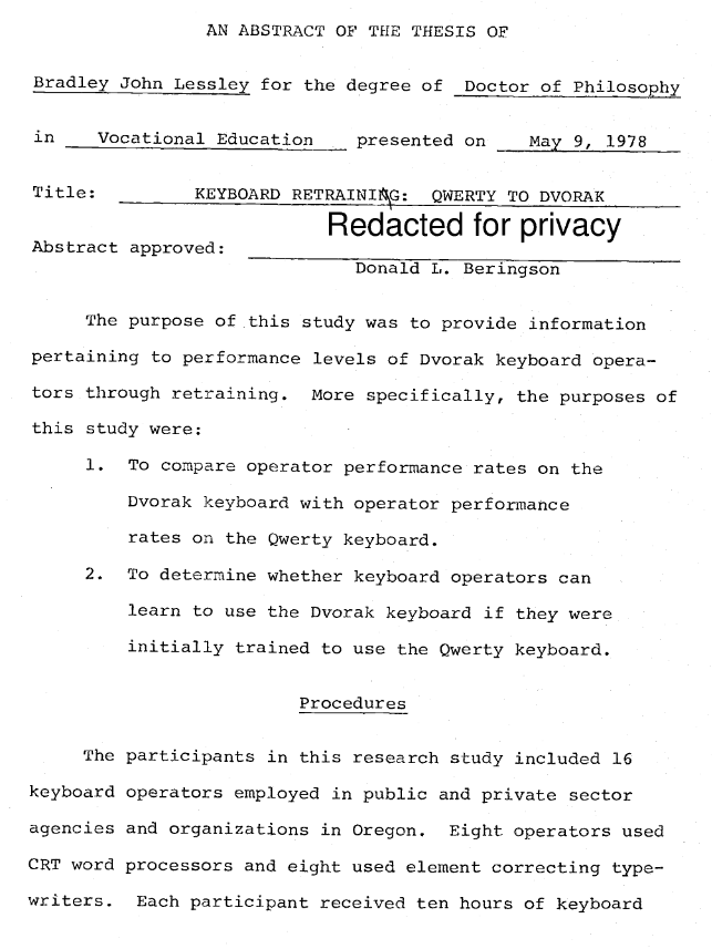 Keyboard Qwerty to Dvorak Bradley John Lessley 1978 SVVxM