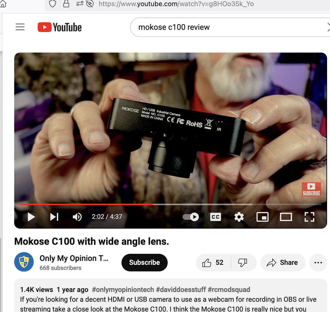 MOKOSE C100 webcam 2024-2