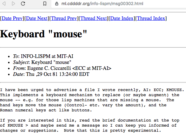 lisp machine kmouse 1981-10-29 Eugene C Ciccarelli 2019-11-17