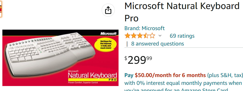 Microsoft Natural Keyboard amazon 2023-03-16