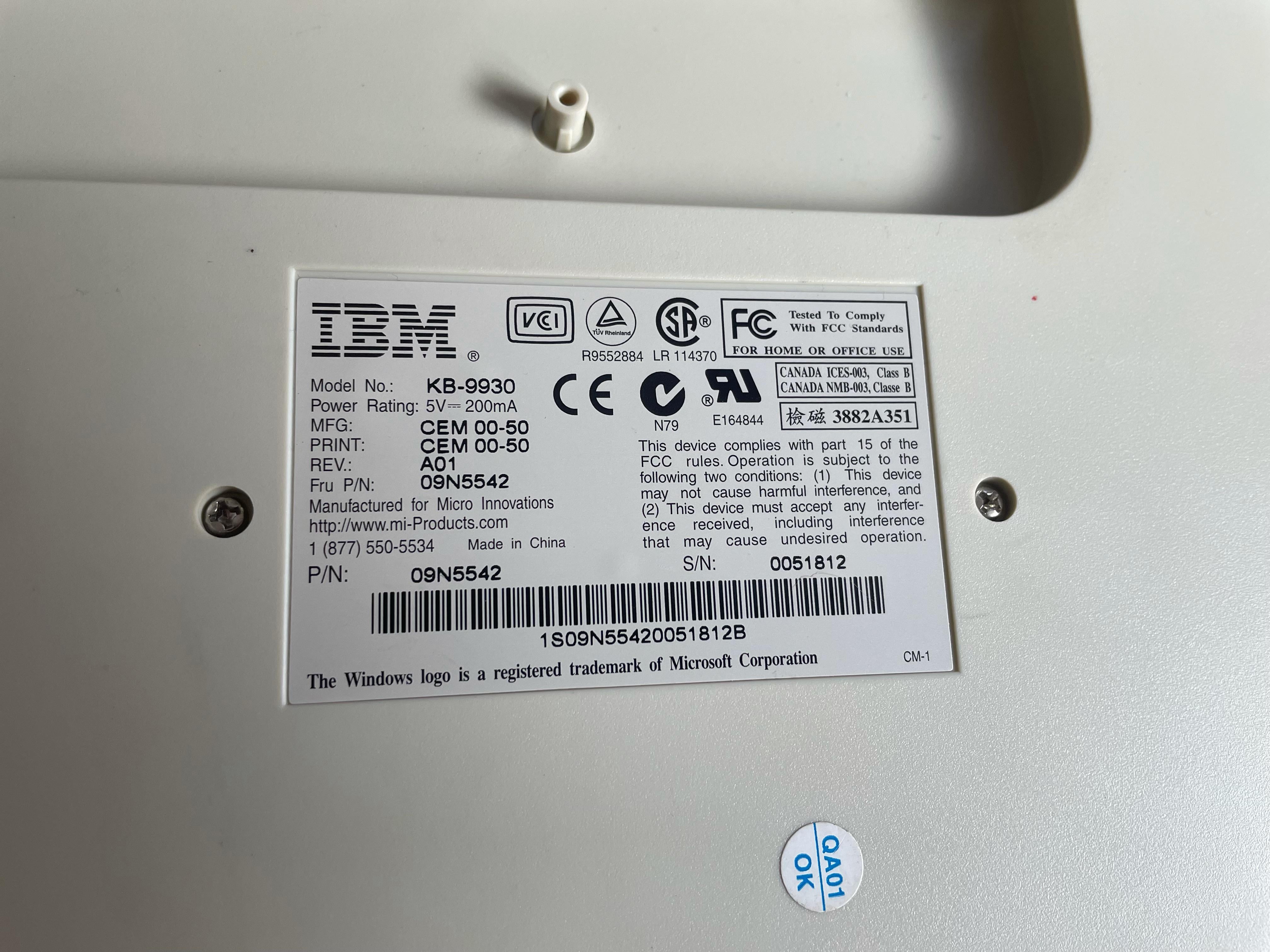 IBM KB-9930 Keyboard 4NFdm