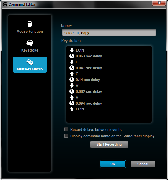 Logitech G700 mouse software key macro