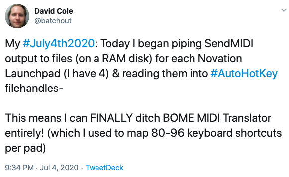 David Cole MIDI Novation launchpad 2020-07-05 ptjs8