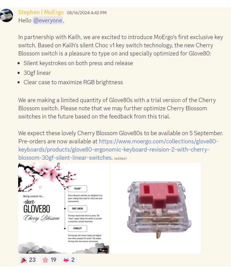 glove80 cherry blossom switch 2024-08-19