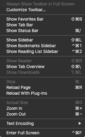 macOS edit safari view menu 2019-01-30 4c94x